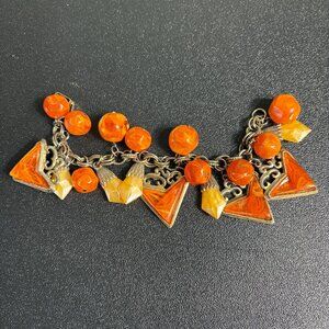 Vintage Orange and Yellow Chunky Bracelet